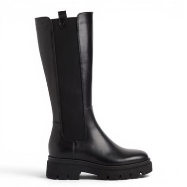 Tamaris Women’s Black Leather Knee High Platform Heel Long Boots - 25608-41
