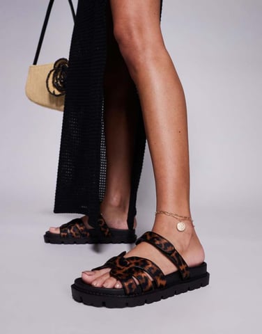 Simmi London Adelle strappy flat sandals in leopard