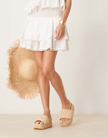 ASOS DESIGN Festival flatform footbed mules in natural