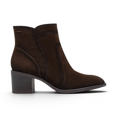 Tamaris Women's Mocca Brown Suede Leather Heeled Ankle Boots - 25313-47