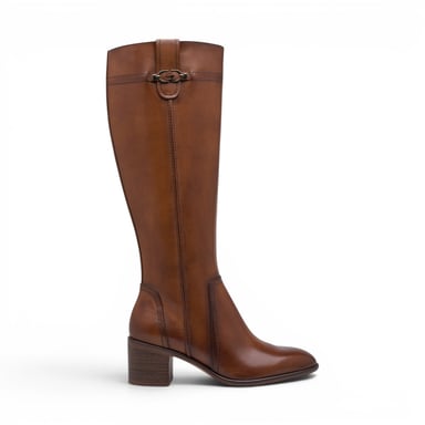 Tamaris Women’s Brown Leather Riding Knee-High Heel Long Boots - 25576-47