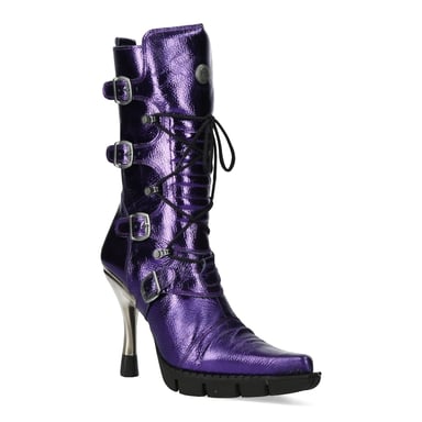 New Rock damers lila läderstövlar med höga klackar - M-9373-C16