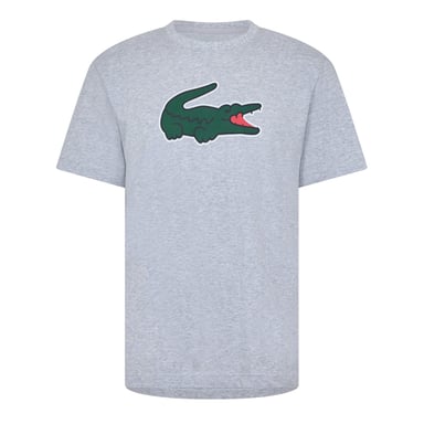 Lacoste Mens Crocodile Print Cotton Regular T-Shirt (Silver/Green)