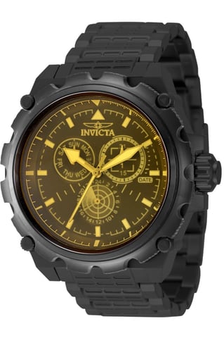 Invicta Coalition Forces 49201 Men's Watch - Quartz Movement - Stainless Steel with Yellow Dial - 50 mm