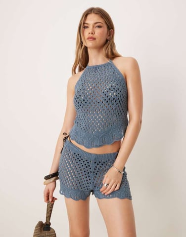 ASOS DESIGN knit beach top in blue