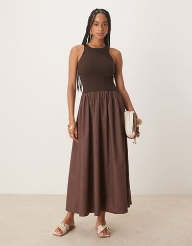 ASOS DESIGN hybrid racermaxiklänning i choklad