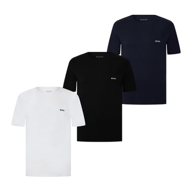 Boss Mens Embroidered Logo Crew Neck T-Shirt (Pack of 3) (Black/White/Navy)