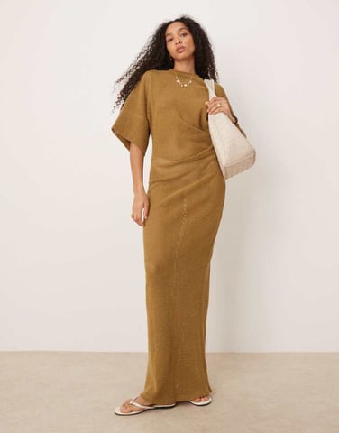 ASOS DESIGN crochet t shirt tuck midi dress olive