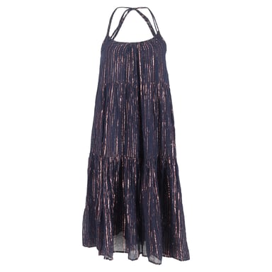 Ulla Johnson Samara Knee Length Dress in Navy Blue Lurex