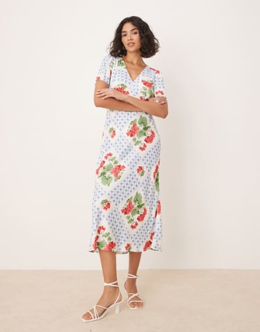 Nobody's Child Flora midi tea dress in geranium floral