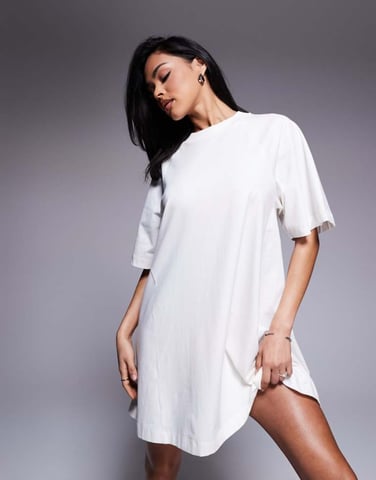 ASOS DESIGN T shirt swing mini dress in cream