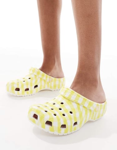 Crocs Classic gingham clogs in yellow check