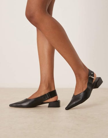 ASOS DESIGN Ledge premium leather slingback in black