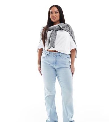 ONLY Curve wide leg jeans in light blue