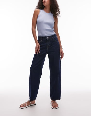 & Other Stories slim barrel leg jeans in dark wash blue