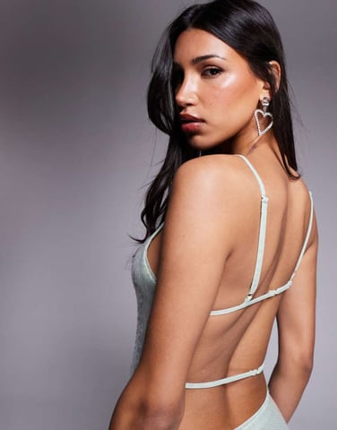 ASOS DESIGN co-ord sequin backless cami top in mint