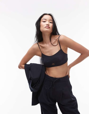 ASOS DESIGN tailored bralet in navy pinstripe