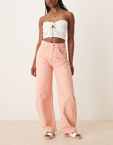 ASOS DESIGN high waisted barrel leg jeans in soft apricot