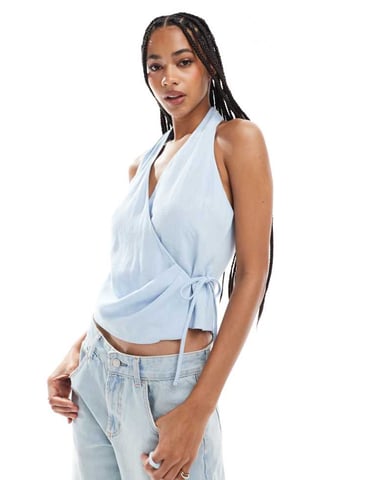 ASOS DESIGN sleeveless wrap tie side top