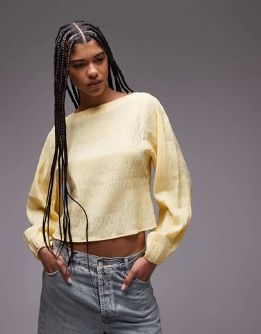 & Other Stories textured blouse in butter yellow