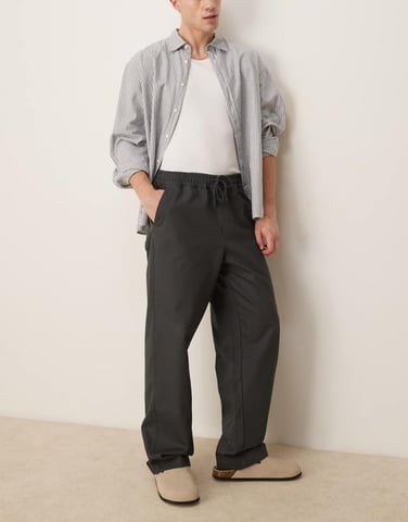 ASOS DESIGN baggy pull on trouser in charcoal grey