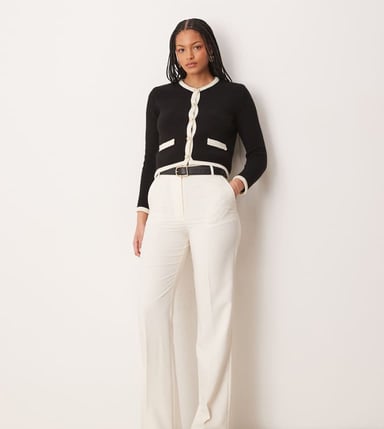 ASOS DESIGN Tall slim straight tailored trousers in cream