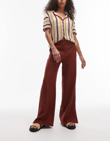 & Other Stories linen trousers in rust red