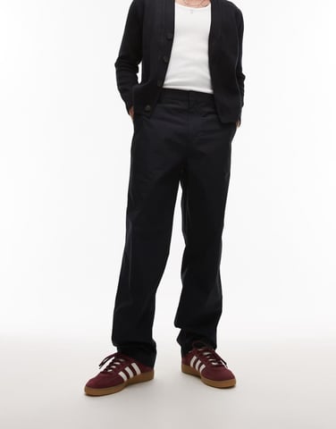ARKET pure cotton lightweight pull-on trousers in navy blue