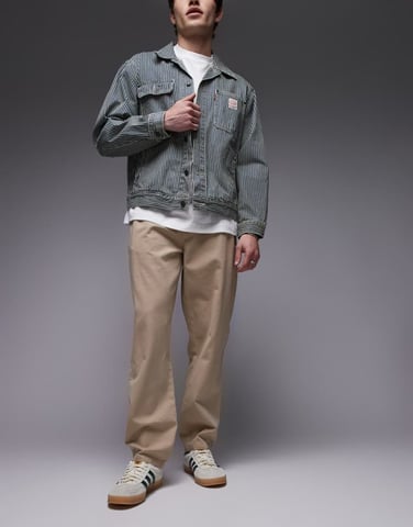 Topman essential baggy washed trousers in stone