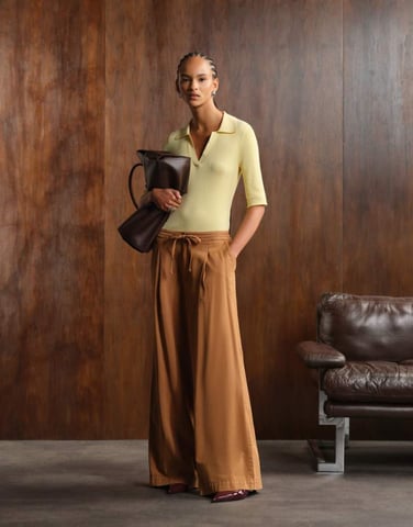 ASOS DESIGN soft wide leg trousers in washed caramel