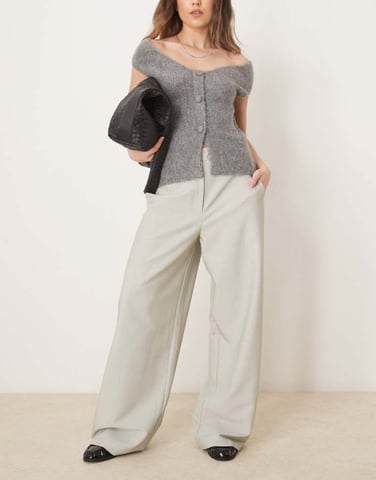 ASOS DESIGN tailored relaxed straight leg trousers in sage green