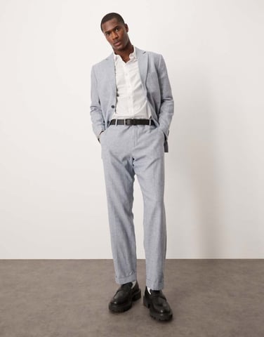 Selected linen mix suit trouser in blue
