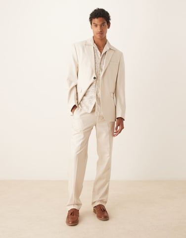 Selected Ascot regular fit trouser in cream