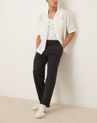 ASOS DESIGN oversize tapered smart trousers in navy twill