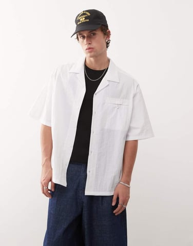COLLUSION boxy summer shirt in white