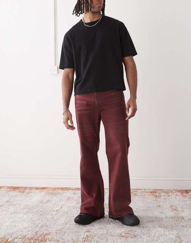 Cheap Monday x Landon Barker Boo Bootleg jeans in burgundy wash