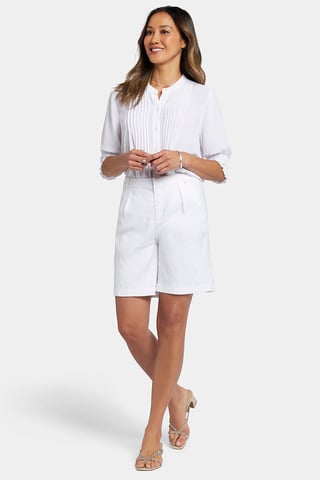 Relaxed Short White Stretch Linen