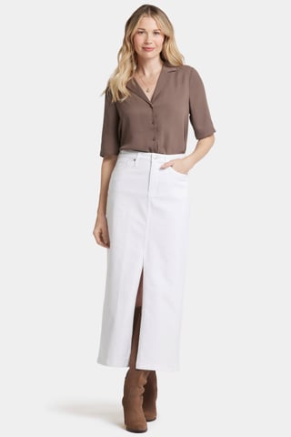 High Rise Long Skirt With Center Front Slit