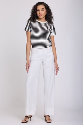 5 Pocket Wide Leg Trouser In Stretch Linen With Super High Rise