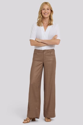 5 Pocket Wide Leg Trouser In Stretch Linen With Super High Rise
