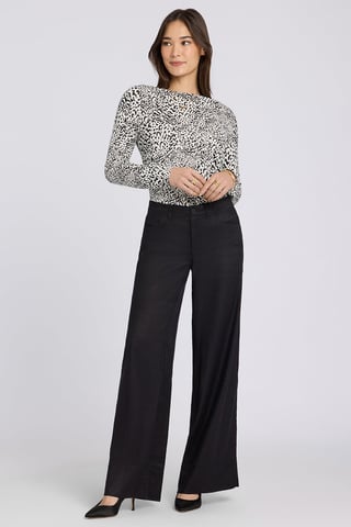 5 Pocket Wide Leg Trouser In Stretch Linen With Super High Rise