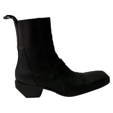 Rick Owens Heeled Ankle Boots in Black Calf Leather