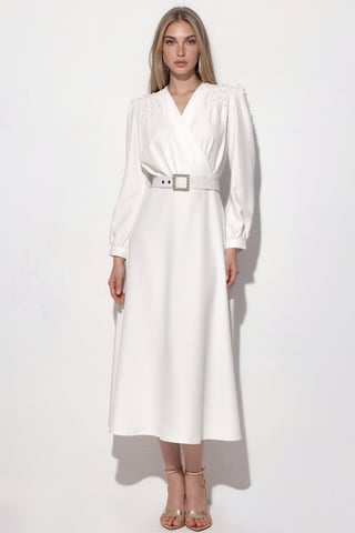 Belted A-line Midi Dress