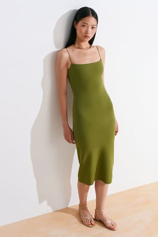 Sleeveless Bodycon Midi Dress With Cut-Out Detail