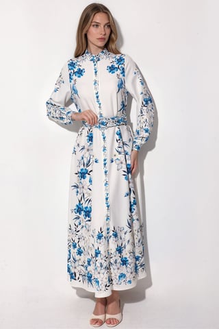 Floral Belted Maxi Shirt Dress