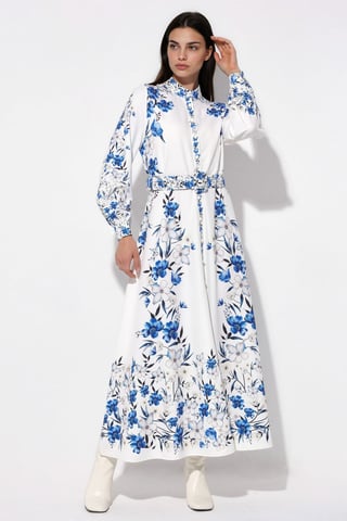 Floral Belted Maxi Shirt Dress