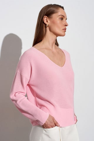 Women's V-neck Ribbed Knit Sweater