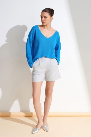 Women's V-neck Ribbed Knit Sweater