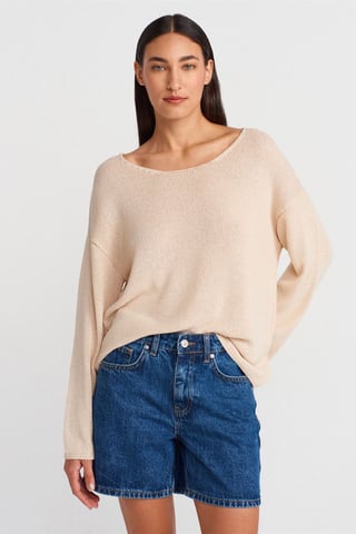 Women's Ribbed Boat-Neck Knit Sweater