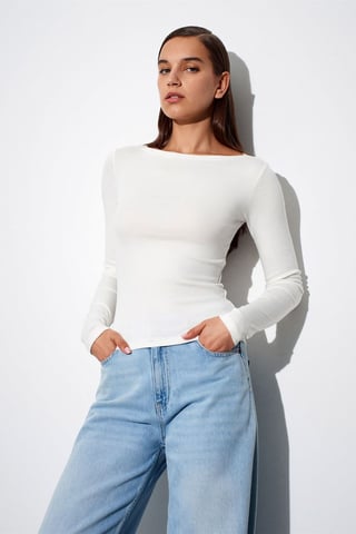 Women’s Slim-fit Boat Neck Long-sleeve Blouse